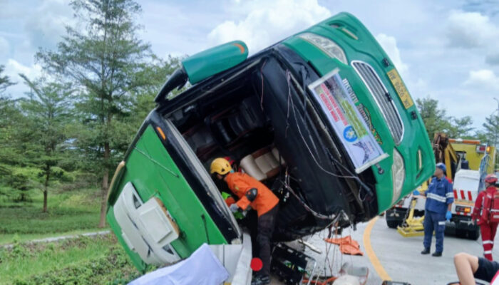 Basarnas USS Pemalang dan Tim SAR Gabungan Berhasil Evakuasi Semua Korban Bus Pariwisata yang Terguling di Tol